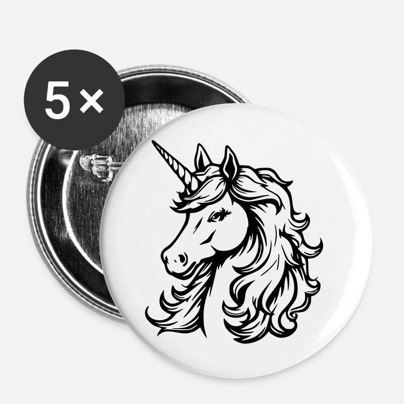simple unicorn design - Buttons large 2.2''/56 mm (5-pack) - white