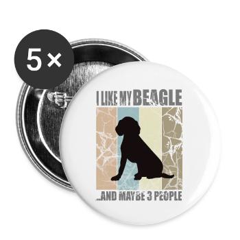 J’AIME MON BEAGLE et peut-être 3 personnes - Lot de 5 grands badges (56 mm) - blanc - Devant
