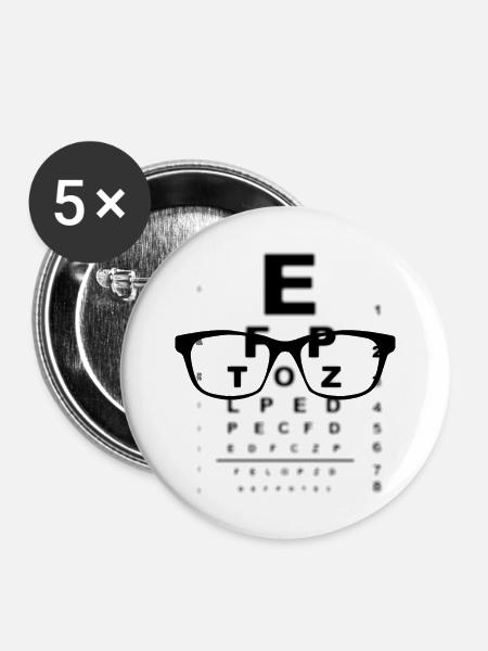 Neues Brillen-Augentest-Chart - Buttons groß 56 mm (5er Pack) - Weiß