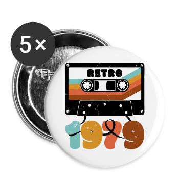 1979 Retro Music Tape Cassette - Buttons large 2.2''/56 mm (5-pack) - white - Front