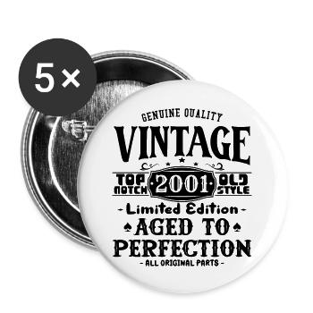 Iconic 2001 Birthday T-Shirt - Buttons large 2.2''/56 mm (5-pack) - white - Front