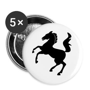 Pferd Symbol dynamisch springend - Buttons groß 56 mm (5er Pack) - Weiß - Vorne