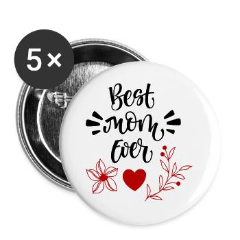 Meilleure maman de tous les temps - Lot de 5 grands badges (56 mm) - blanc - Devant