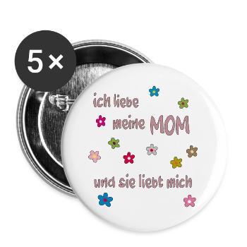 I love my mom - Buttons large 2.2''/56 mm (5-pack) - white - Front