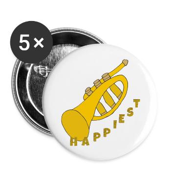 LA TROMPETTE LA PLUS HEUREUSE - Lot de 5 grands badges (56 mm) - blanc - Devant
