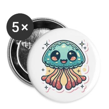 Jellyfish Lover - Buttons large 2.2''/56 mm (5-pack) - white - Front