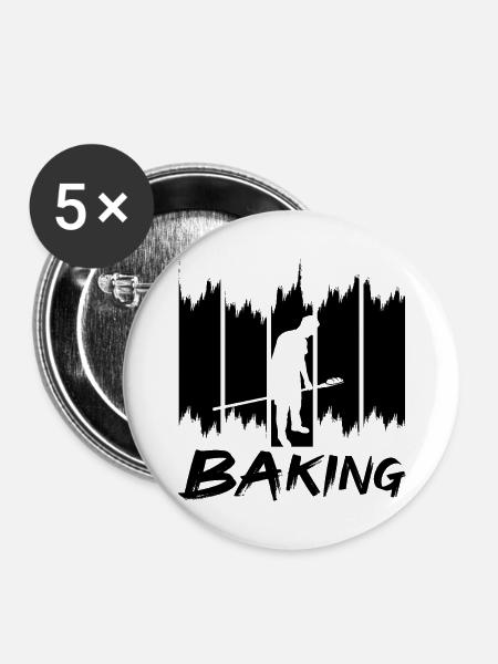 Backen - Buttons groß 56 mm (5er Pack) - Weiß