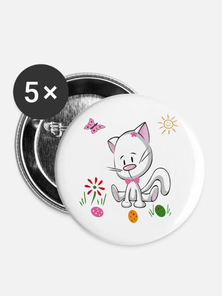 Ostereier Osterfest - Buttons groß 56 mm (5er Pack) - Weiß