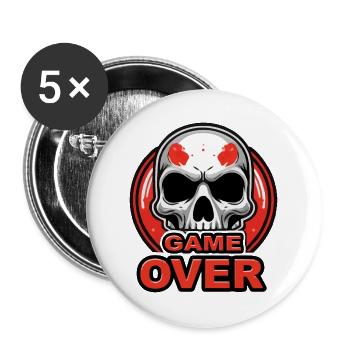 Skull-Spiel vorbei Red Crest - Buttons groß 56 mm (5er Pack) - Weiß - Vorne