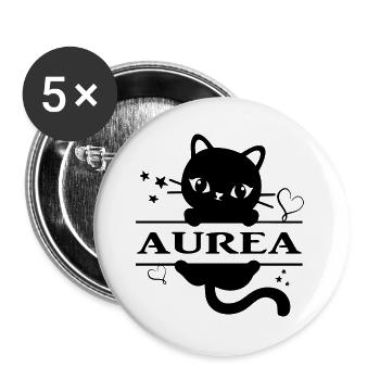 Aurea t-shirt cat cat gift idea - Buttons large 2.2''/56 mm (5-pack) - white - Front