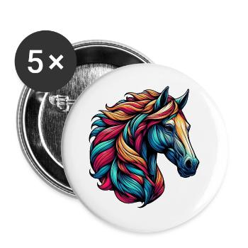 Horse - Buttons large 2.2''/56 mm (5-pack) - white - Front