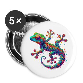 Gecko - Buttons groß 56 mm (5er Pack) - Weiß - Vorne