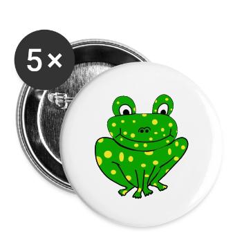Fröhlicher Frosch - Buttons groß 56 mm (5er Pack) - Weiß - Vorne