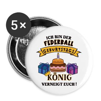 Federballer Geburtstag Spieler Trainer Federball - Buttons groß 56 mm (5er Pack) - Weiß - Vorne