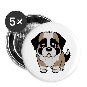 St. Bernard dog - Buttons large 2.2''/56 mm (5-pack) - white - Front
