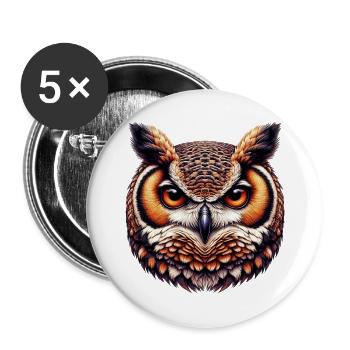 Hibou - Lot de 5 grands badges (56 mm) - blanc - Devant