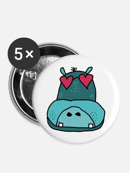 Hippo - Buttons groß 56 mm (5er Pack) - Weiß