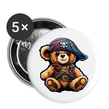 Teddybär / Kuscheltier / Stofftier / Geschenkidee - Buttons groß 56 mm (5er Pack) - Weiß - Vorne