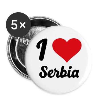 I Love Serbia - Buttons groß 56 mm (5er Pack) - Weiß - Vorne