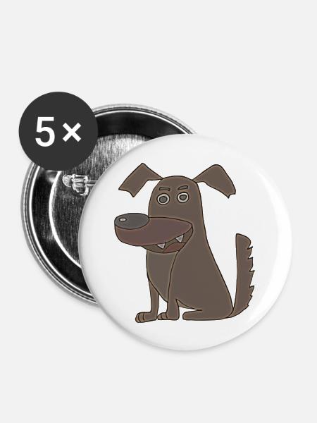 hund braun - Buttons groß 56 mm (5er Pack) - Weiß