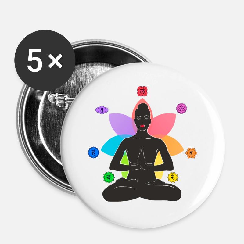 7 Chakras - Buttons large 2.2''/56 mm (5-pack) - white