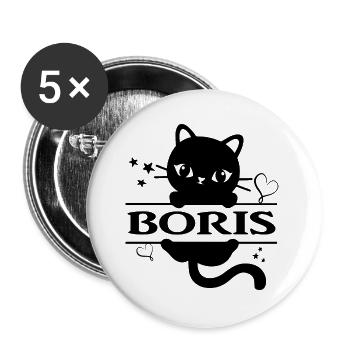 Boris t-shirt t-shirt Katze cat gift idea - Buttons large 2.2''/56 mm (5-pack) - white - Front