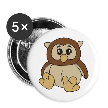 Kleine süße Eule - Buttons groß 56 mm (5er Pack) - Weiß - Vorne