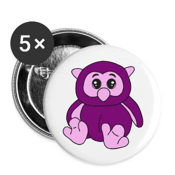 Süße lila Eule - Buttons groß 56 mm (5er Pack) - Weiß - Vorne