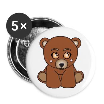 Kleiner süßer Bär - Buttons groß 56 mm (5er Pack) - Weiß - Vorne