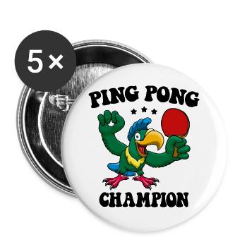 Ping Pong Champion Design Tennis de table et - Lot de 5 grands badges (56 mm) - blanc - Devant