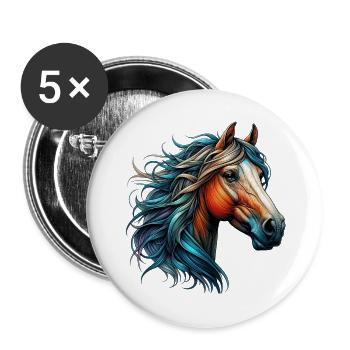 Horse - Buttons large 2.2''/56 mm (5-pack) - white - Front