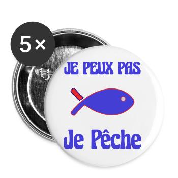 ICH KANN NICHT. Ich habe gekündigt. FISCHER. HUMOR. RUHESTAND - Buttons groß 56 mm (5er Pack) - Weiß - Vorne