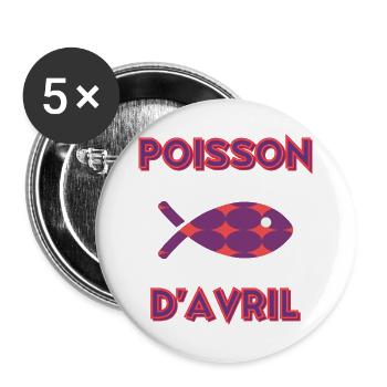 APRIL FOOL - Buttons large 2.2''/56 mm (5-pack) - white - Front