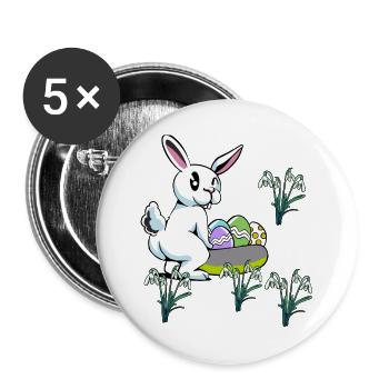 Child Children Toddler Baby Easter Eggs Bunny Flowers - Buttons large 2.2''/56 mm (5-pack) - white - Front