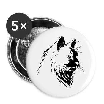 cat, cat motif, cute, gift, gift ideas - Buttons large 2.2''/56 mm (5-pack) - white - Front