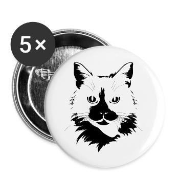 Cat, Cat Motif, Cat Face - Buttons large 2.2''/56 mm (5-pack) - white - Front
