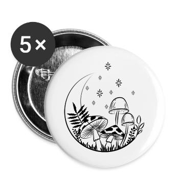 Nacht-Pilze - Buttons groß 56 mm (5er Pack) - Weiß - Vorne