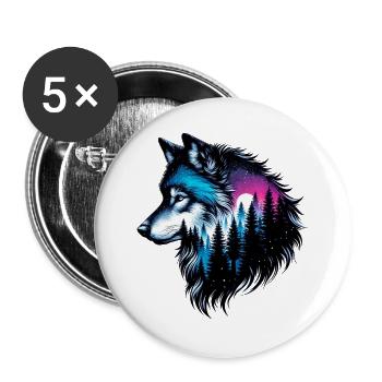 Wolf - Buttons groß 56 mm (5er Pack) - Weiß - Vorne