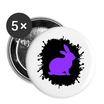 splatter hase - Buttons groß 56 mm (5er Pack) - Weiß - Vorne