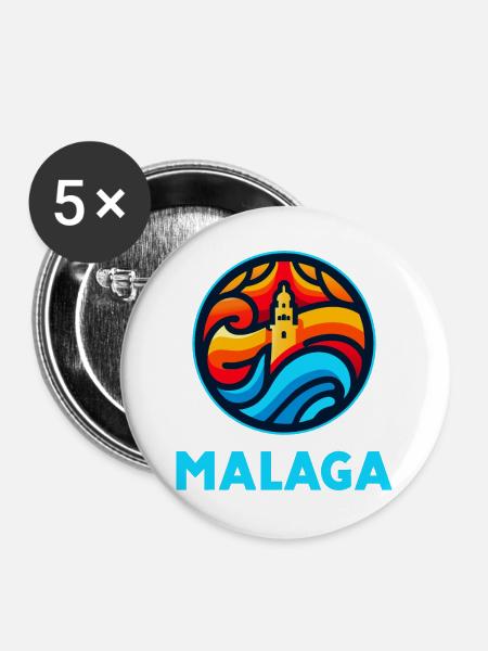 Malaga 3 (dunkel) - Buttons groß 56 mm (5er Pack) - Weiß
