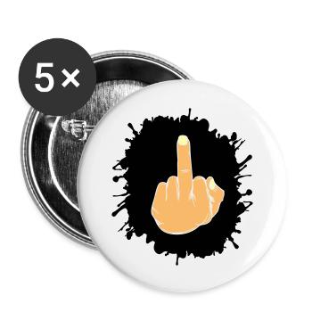 Doigt d’honneur éclaboussé - Lot de 5 grands badges (56 mm) - blanc - Devant