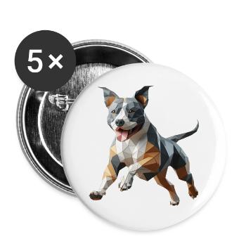 Staffy Origami 3D geometrischer Hund - Buttons groß 56 mm (5er Pack) - Weiß - Vorne