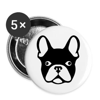 French Bulldog - Buttons large 2.2''/56 mm (5-pack) - white - Front