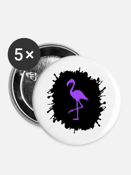 flamingo splatter - Buttons groß 56 mm (5er Pack) - Weiß