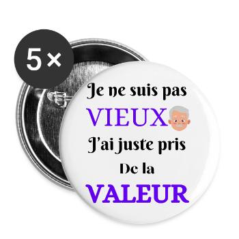 Je ne suis pas vieux - Lot de 5 grands badges (56 mm) - blanc - Devant