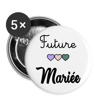 FUTURE MARIEE. EVJF. MARIEE. TEAM. TEAM MARIEE - Lot de 5 grands badges (56 mm) - blanc - Devant