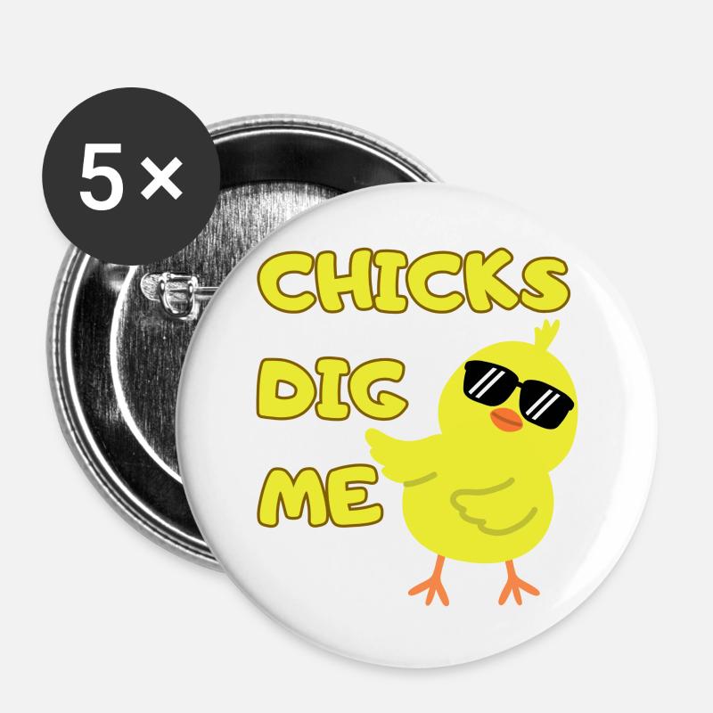 Chicks Dig Me - Buttons large 2.2''/56 mm (5-pack) - white