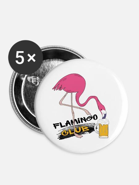 Flamingo Club - Buttons groß 56 mm (5er Pack) - Weiß