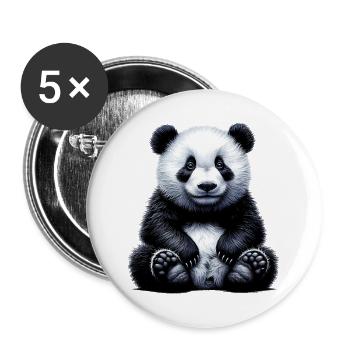 Panda - Buttons groß 56 mm (5er Pack) - Weiß - Vorne