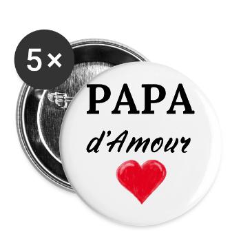PAPA d'Amour - Lot de 5 grands badges (56 mm) - blanc - Devant